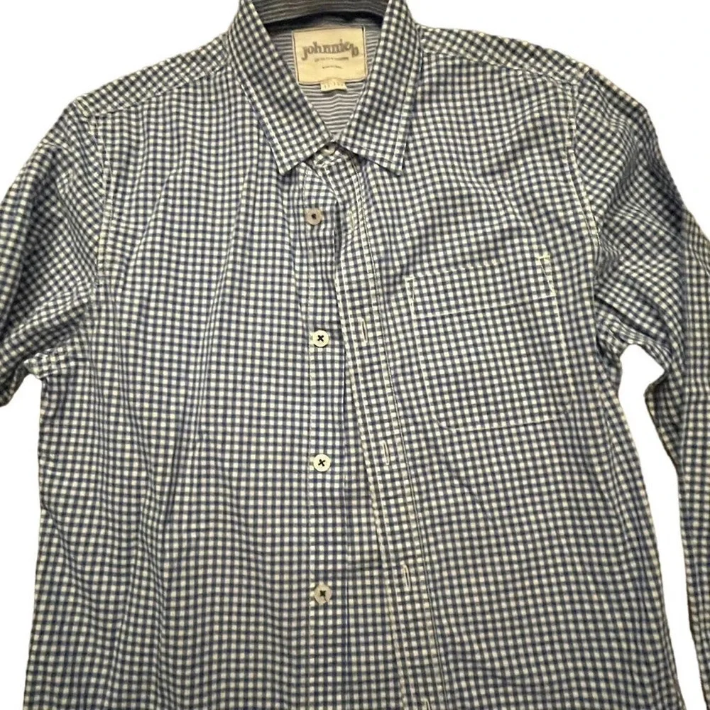 Johnnie B Boys 11-12 Long Sleeve Button Down Blue White